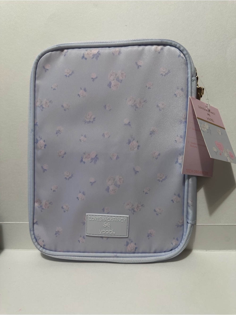 LoveShackFancy Everblooming Rosettes Blue Floral Brush/Tech Organizer Pouch - Picture 7 of 14